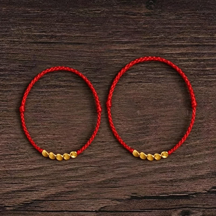 Buddha Stones Bracelet de protection tressé ajustable en fil rouge tissé à la main avec perles torsadées - image 3