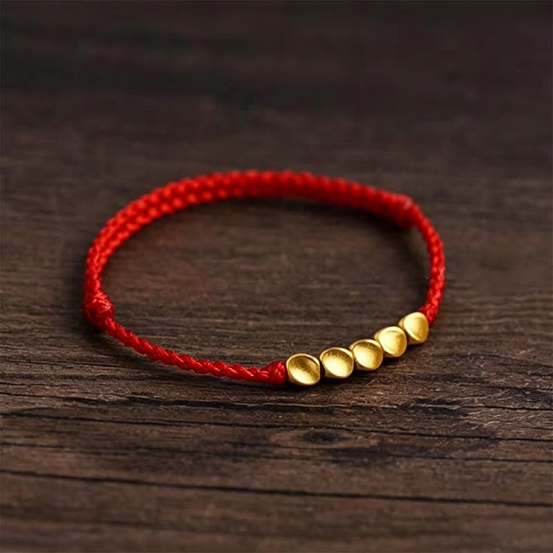 Buddha Stones Bracelet de protection tressé ajustable en fil rouge tissé à la main avec perles torsadées - image 2