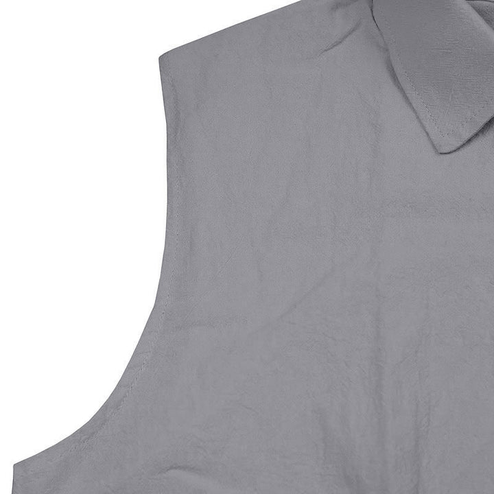 Buddha Stones Chemises sans manches unies à boutons pour hommes, style minimaliste et décontracté, idéales pour l'été - image 27