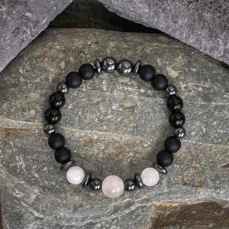 Buddha Stones Bracelet de soutien en perles d'hématite noire - Hématite (Tour de poignet 15-16 cm) - image 0