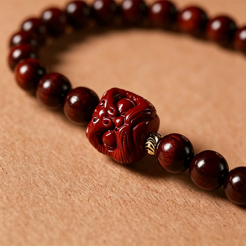 Buddha Stones Mala de protection tissée à la main en bois de santal rouge, avec boucle de paix et 108 perles - image 12