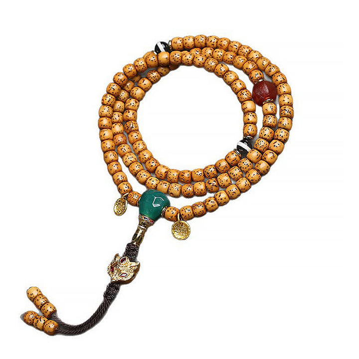 Buddha Stones Mala tibétain fait main de 108 perles, orné de graines de Bodhi, de courge renard et d'étoiles lunaires. - image 1
