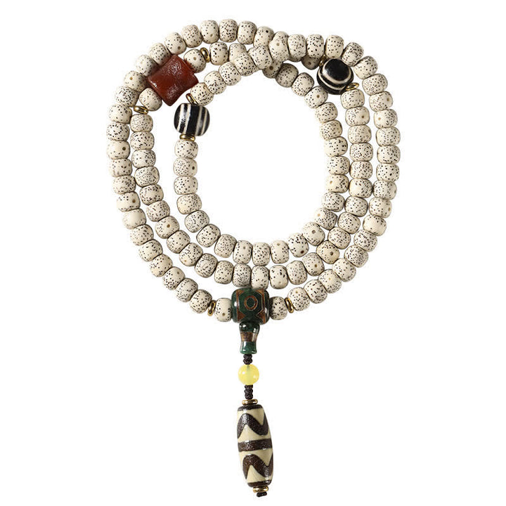Buddha Stones Mala tibétain tissé à la main, 108 perles, orné de graines Dzi, symbole de sagesse, en forme d'étoile et de lune, de Bodhi et de graines. - image 3