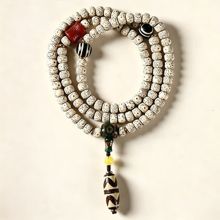 Buddha Stones Mala tibétain tissé à la main, 108 perles, orné de graines Dzi, symbole de sagesse, en forme d'étoile et de lune, de Bodhi et de graines. - image 2