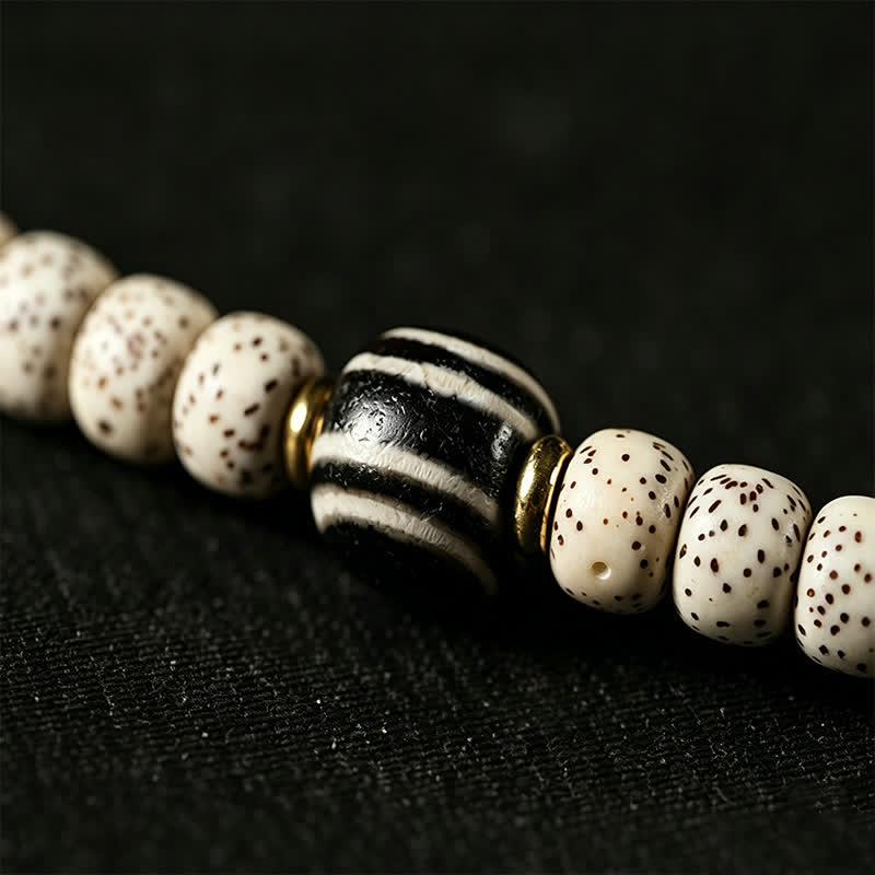 Buddha Stones Mala tibétain tissé à la main, 108 perles, orné de graines Dzi, symbole de sagesse, en forme d'étoile et de lune, de Bodhi et de graines. - image 12