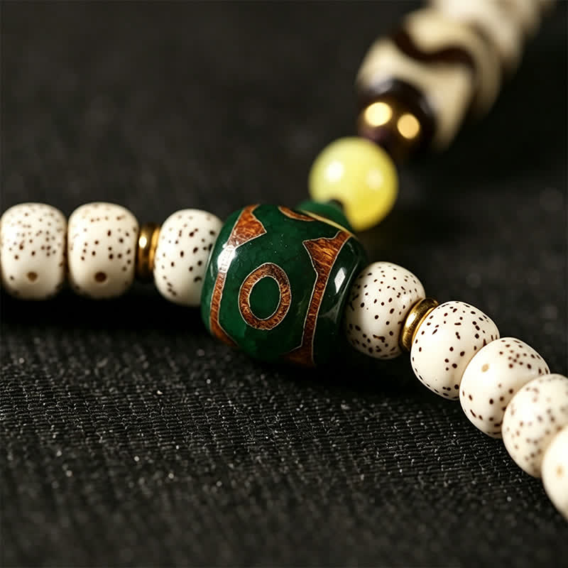 Buddha Stones Mala tibétain tissé à la main, 108 perles, orné de graines Dzi, symbole de sagesse, en forme d'étoile et de lune, de Bodhi et de graines. - image 13