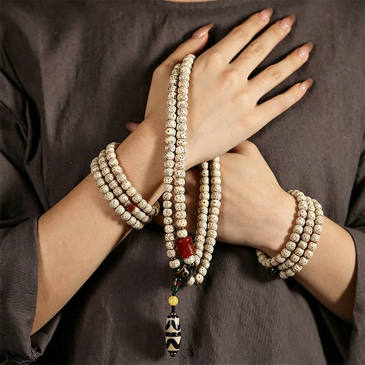 Buddha Stones Mala tibétain tissé à la main, 108 perles, orné de graines Dzi, symbole de sagesse, en forme d'étoile et de lune, de Bodhi et de graines. - image 7