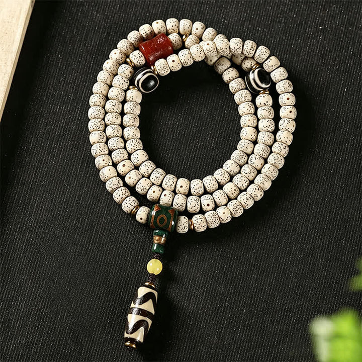 Buddha Stones Mala tibétain tissé à la main, 108 perles, orné de graines Dzi, symbole de sagesse, en forme d'étoile et de lune, de Bodhi et de graines. - Graine de Bodhi Étoile Lune (Sagesse ♥ Paix intérieure) - image 0