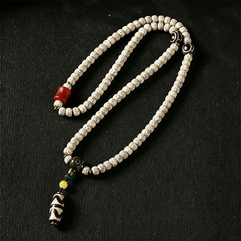 Buddha Stones Mala tibétain tissé à la main, 108 perles, orné de graines Dzi, symbole de sagesse, en forme d'étoile et de lune, de Bodhi et de graines. - image 4