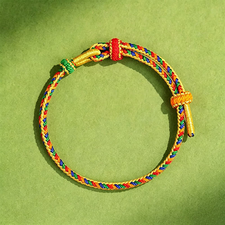 Buddha Stones Bracelet ajustable en cordon tressé cinq couleurs tissé à la main, résistant et de couleur. - Le plus grand 7,9 pouces (20 cm) - image 0