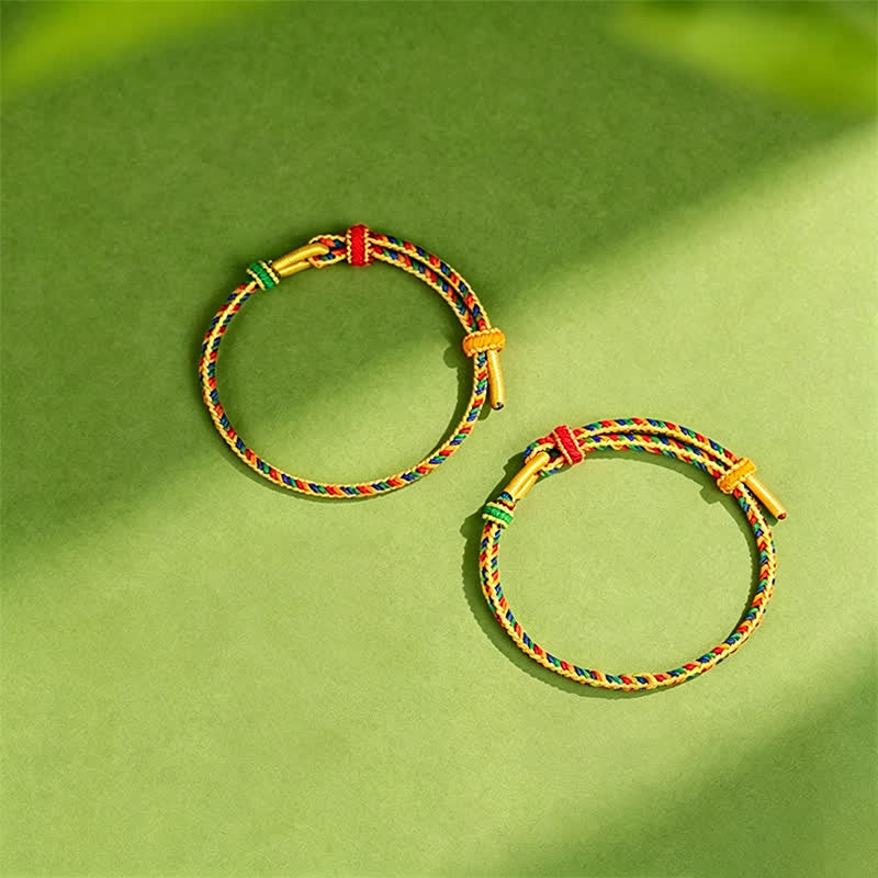 Buddha Stones Bracelet ajustable en cordon tressé cinq couleurs tissé à la main, résistant et de couleur. - image 1