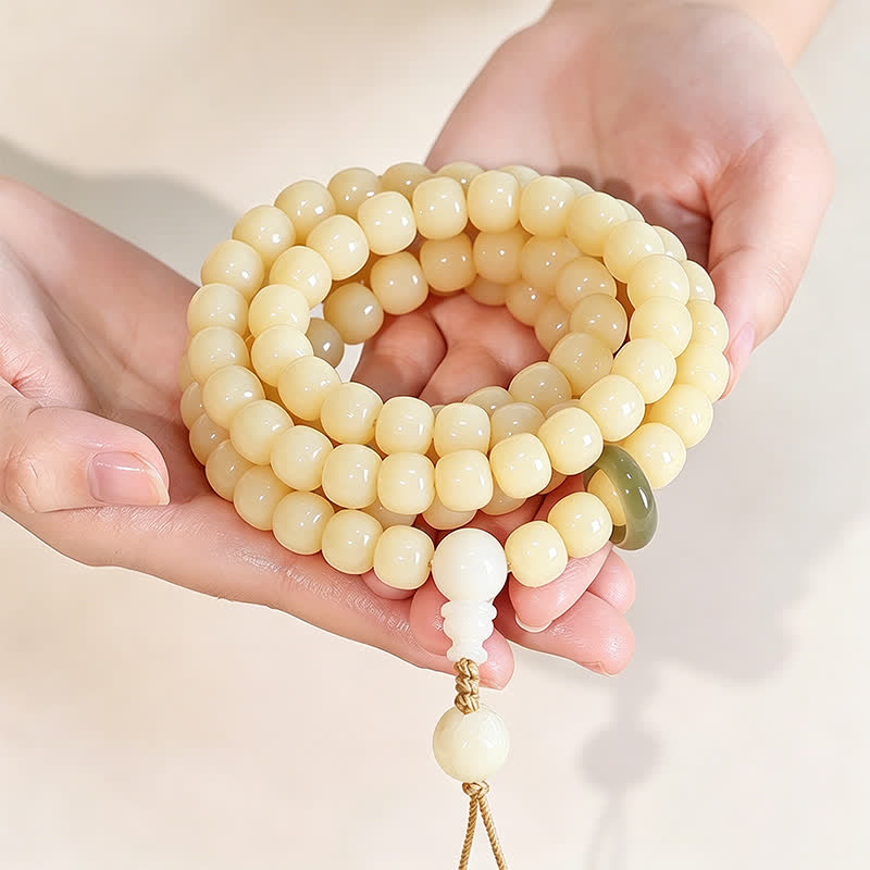 Buddha Stones Pendentif Lotus Racine de Bodhi Pureté 108 Perles Mala Rond Poli à la Main - image 2