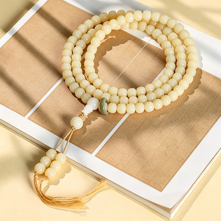 Buddha Stones Pendentif Lotus Racine de Bodhi Pureté 108 Perles Mala Rond Poli à la Main - Perle en forme de tonneau - Graine de Bodhi (Éveil ♥ Sagesse) - image 0