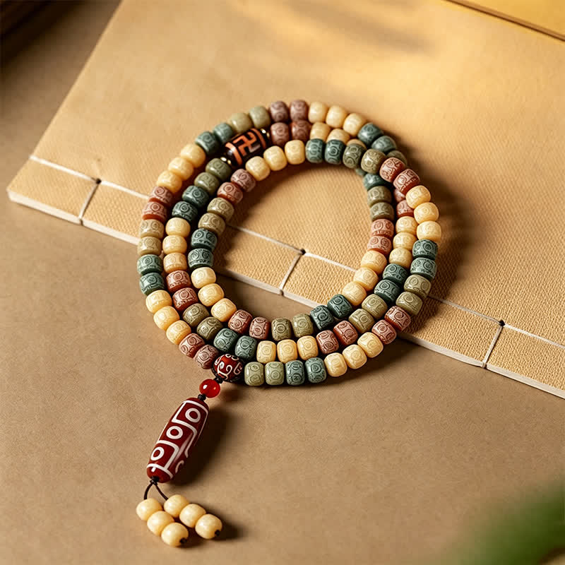Buddha Stones Mala vintage Bodhi Seed tissée à la main, 108 perles - image 1