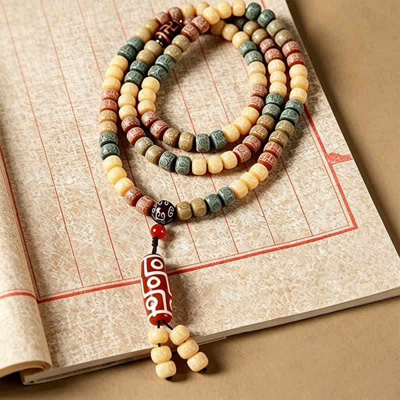 Buddha Stones Mala vintage Bodhi Seed tissée à la main, 108 perles - image 3