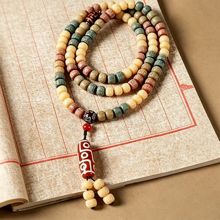 Buddha Stones Mala vintage Bodhi Seed tissée à la main, 108 perles - image 3