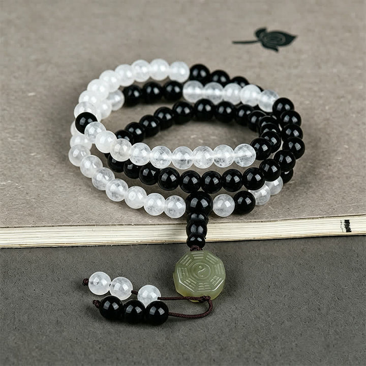 Buddha Stones Bracelet de protection Bagua en obsidienne noire, perlé à la main - image 3