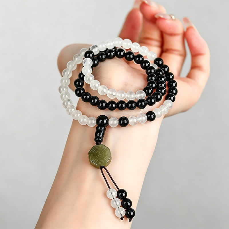 Buddha Stones Bracelet de protection Bagua en obsidienne noire, perlé à la main - image 7