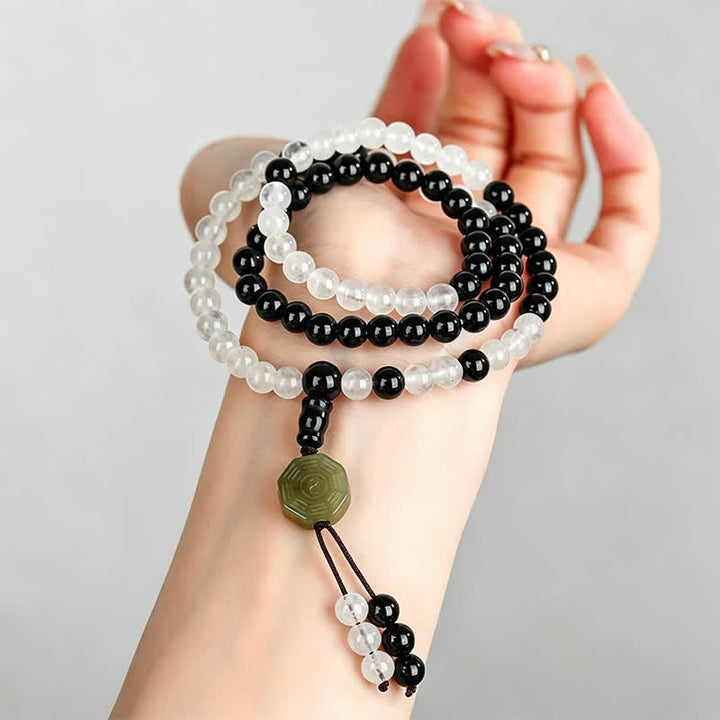 Buddha Stones Bracelet de protection Bagua en obsidienne noire, perlé à la main - image 7