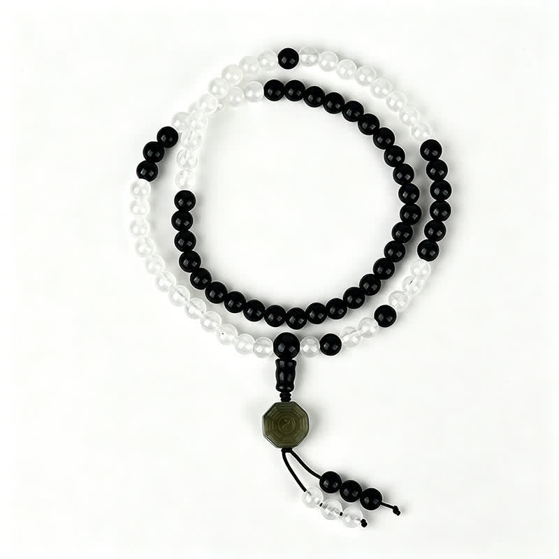 Buddha Stones Bracelet de protection Bagua en obsidienne noire, perlé à la main - image 4