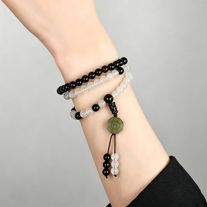 Buddha Stones Bracelet de protection Bagua en obsidienne noire, perlé à la main - image 8