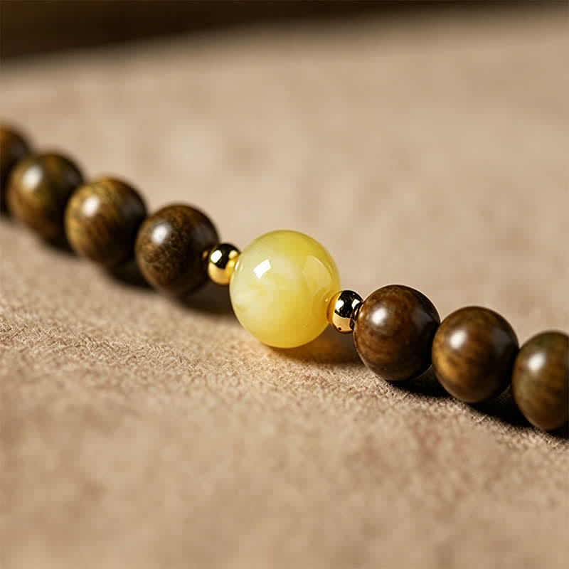 Buddha Stones Mala ethnique rétro tissée à la main en bois de santal vert, symbole de sérénité et de chat - image 14