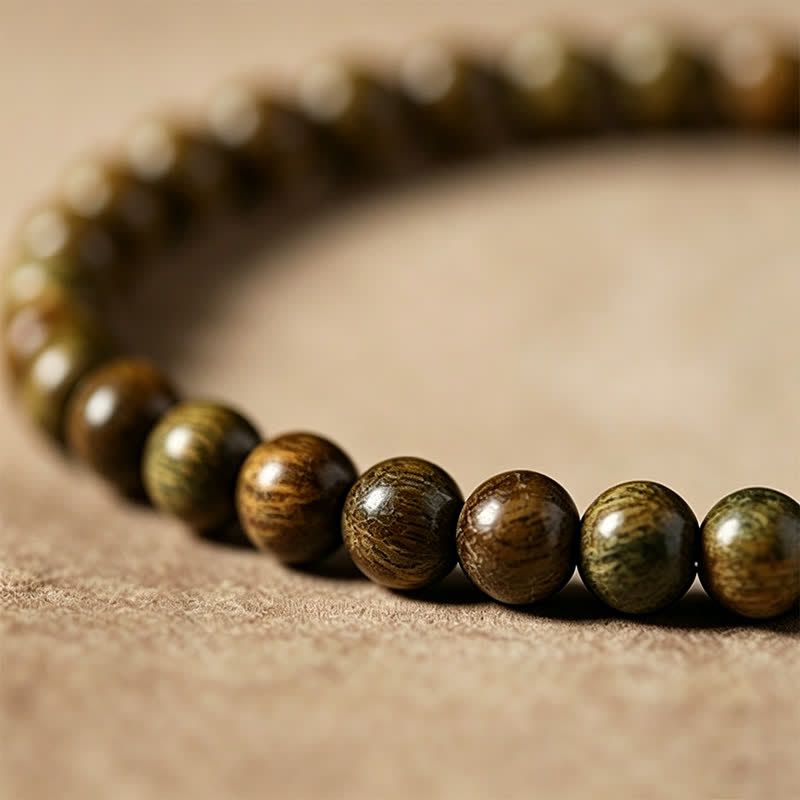 Buddha Stones Mala ethnique rétro tissée à la main en bois de santal vert, symbole de sérénité et de chat - image 12