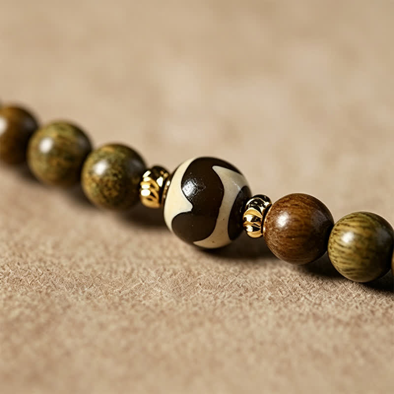 Buddha Stones Mala ethnique rétro tissée à la main en bois de santal vert, symbole de sérénité et de chat - image 13