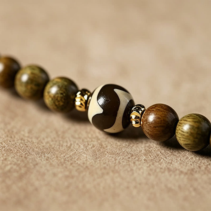 Buddha Stones Mala ethnique rétro tissée à la main en bois de santal vert, symbole de sérénité et de chat - image 13