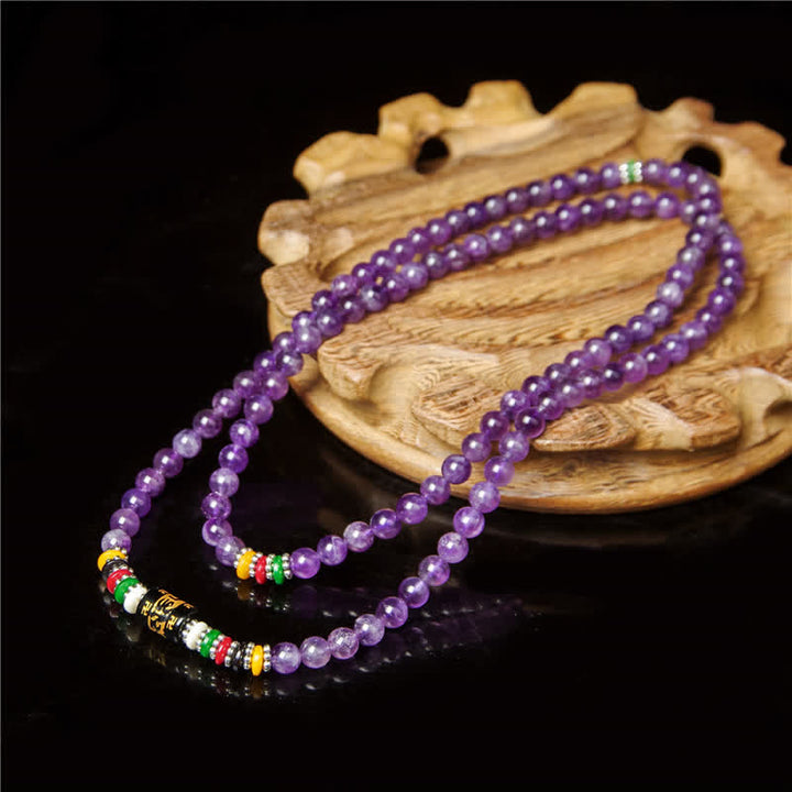 Buddha Stones Améthyste Om Mani Padme Hum Prière de pureté 108 perles Mala - image 9