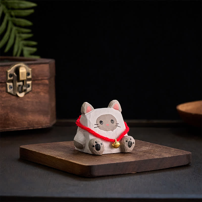 Buddha Stones Décoration de bureau en tilleul sculptée à la main représentant un animal mignon - image 1