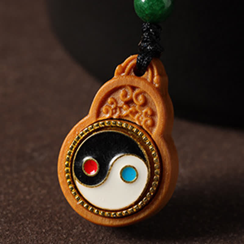 Buddha Stones Gourde décorative suspendue pour téléphone, en bois de santal vert, Bagua Yin Yang, protection, décoration. - image 10