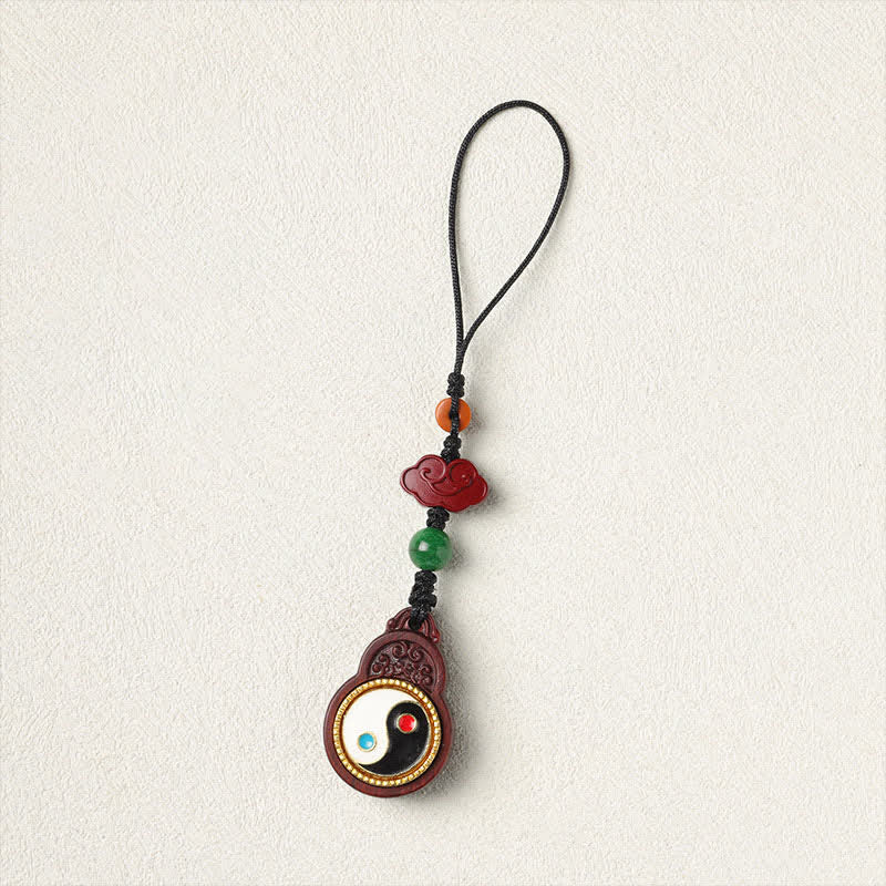 Buddha Stones Gourde décorative suspendue pour téléphone, en bois de santal vert, Bagua Yin Yang, protection, décoration. - image 19