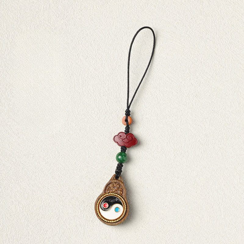 Buddha Stones Gourde décorative suspendue pour téléphone, en bois de santal vert, Bagua Yin Yang, protection, décoration. - image 16