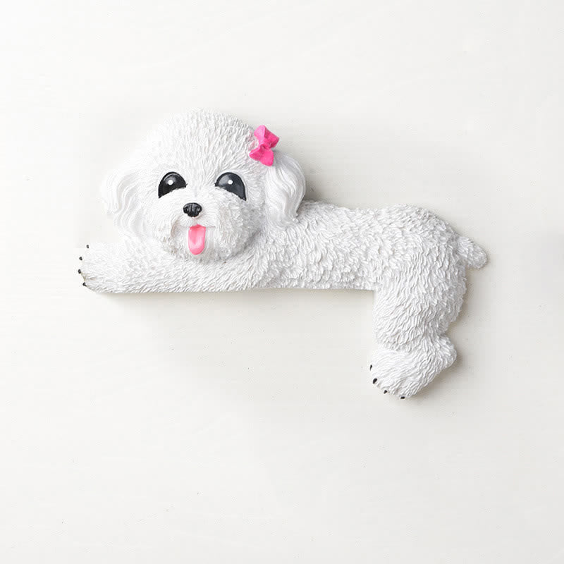 Buddha Stones Autocollant mural décoratif mignon en résine peinte à la main représentant un chien 3D - Ours en peluche blanc couché à droite - image 33