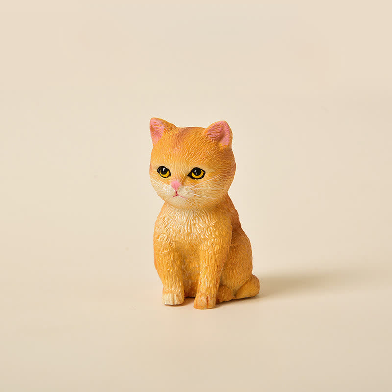 Buddha Stones Famille de chatons mélancoliques en résine peinte, mini chat décoratif mignon - Teinte dorée - image 17