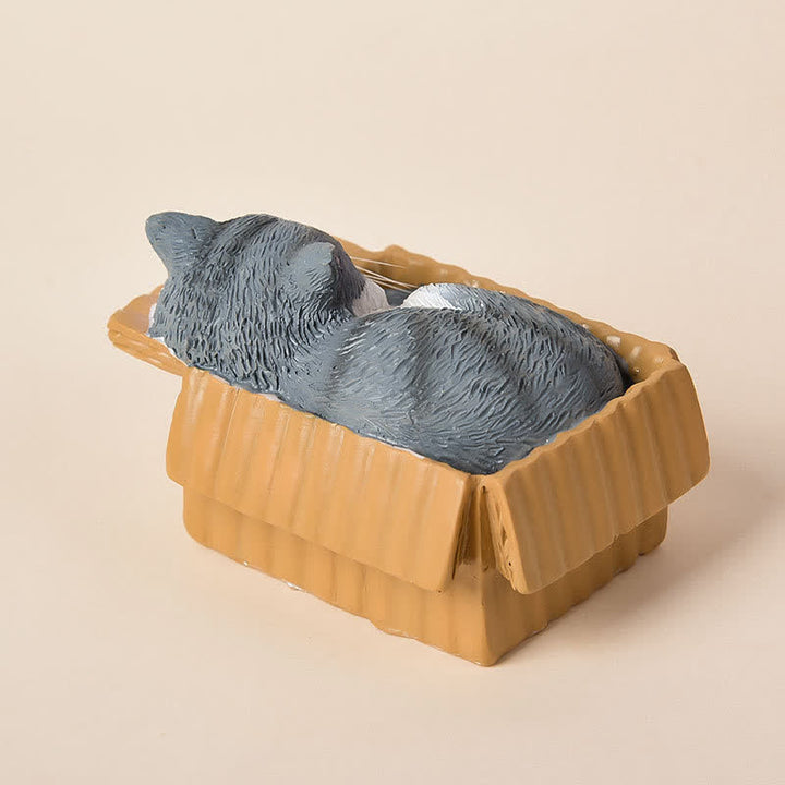 Buddha Stones Chat endormi peint dans une boîte en papier, décoration en résine représentant un animal mignon - image 16