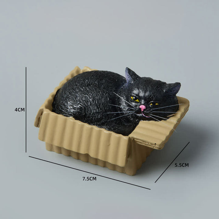 Buddha Stones Chat endormi peint dans une boîte en papier, décoration en résine représentant un animal mignon - Chat noir - image 18