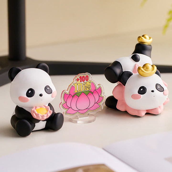 Buddha Stones Support de téléphone en résine Lotus Panda, décoration animalière mignonne - image 3