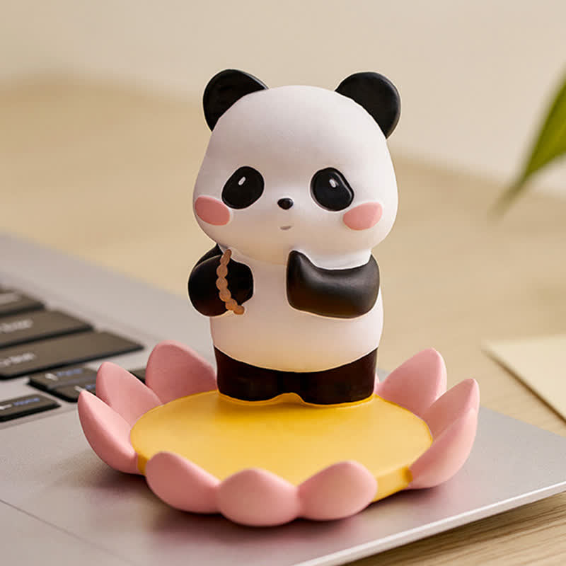 Buddha Stones Support de téléphone en résine Lotus Panda, décoration animalière mignonne - image 15