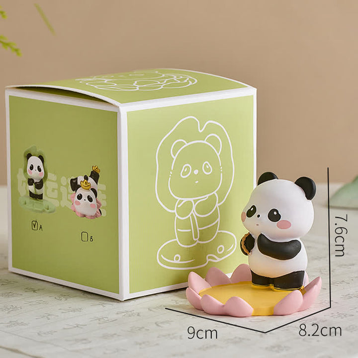 Buddha Stones Support de téléphone en résine Lotus Panda, décoration animalière mignonne - Panda - Debout au milieu des lotus - Résine (Protection ♥ Stabilité Énergie) - image 13