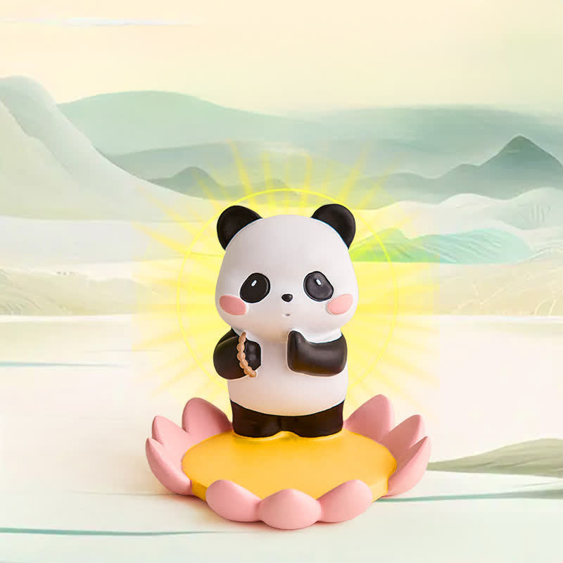 Buddha Stones Support de téléphone en résine Lotus Panda, décoration animalière mignonne - image 14