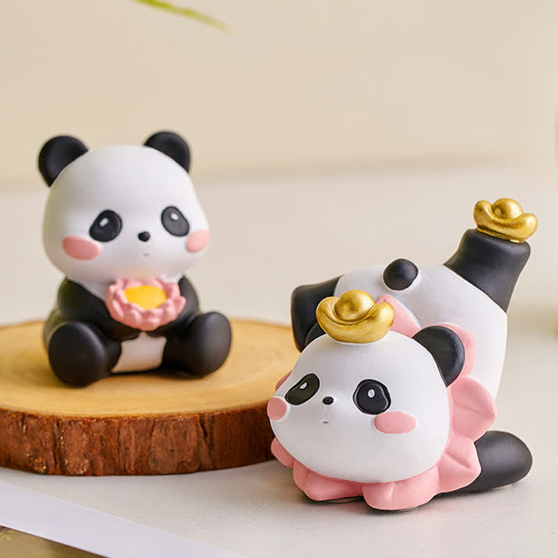 Buddha Stones Support de téléphone en résine Lotus Panda, décoration animalière mignonne - image 2