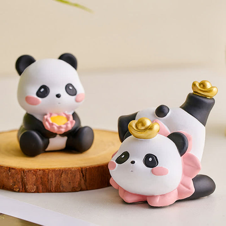 Buddha Stones Support de téléphone en résine Lotus Panda, décoration animalière mignonne - image 2