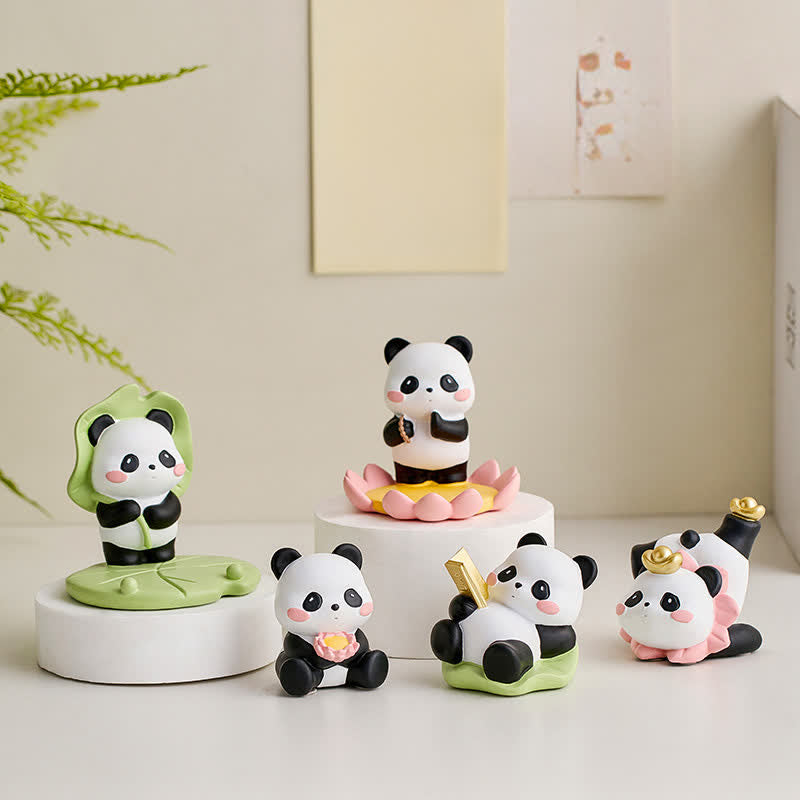 Buddha Stones Support de téléphone en résine Lotus Panda, décoration animalière mignonne - image 0