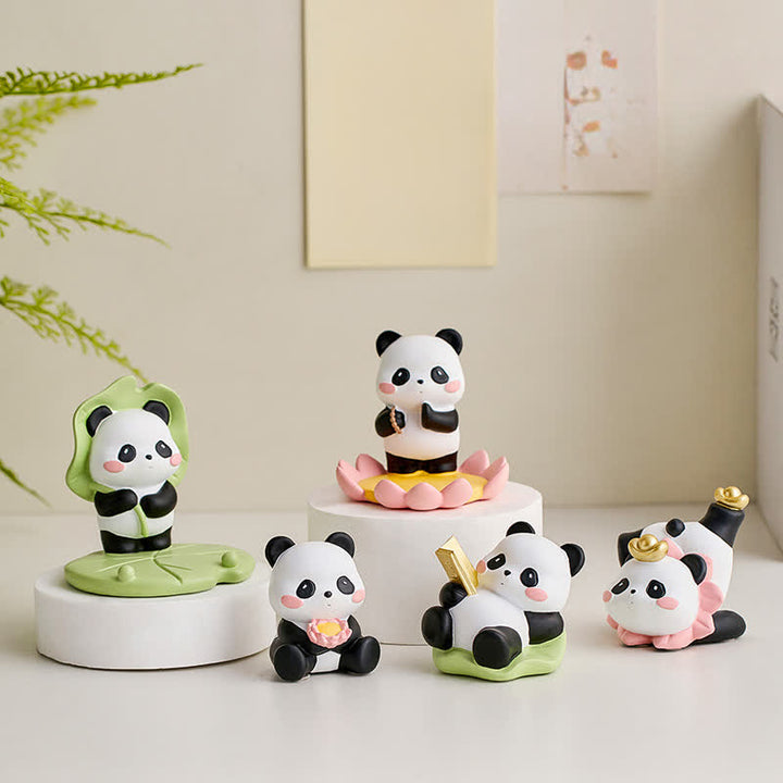 Buddha Stones Support de téléphone en résine Lotus Panda, décoration animalière mignonne - image 0