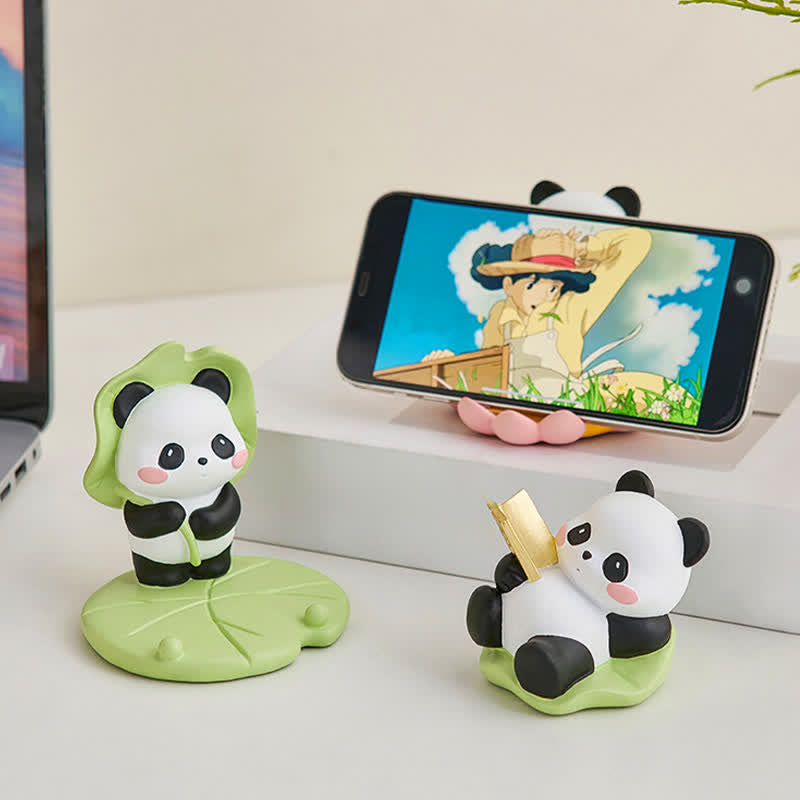 Buddha Stones Support de téléphone en résine Lotus Panda, décoration animalière mignonne - image 6