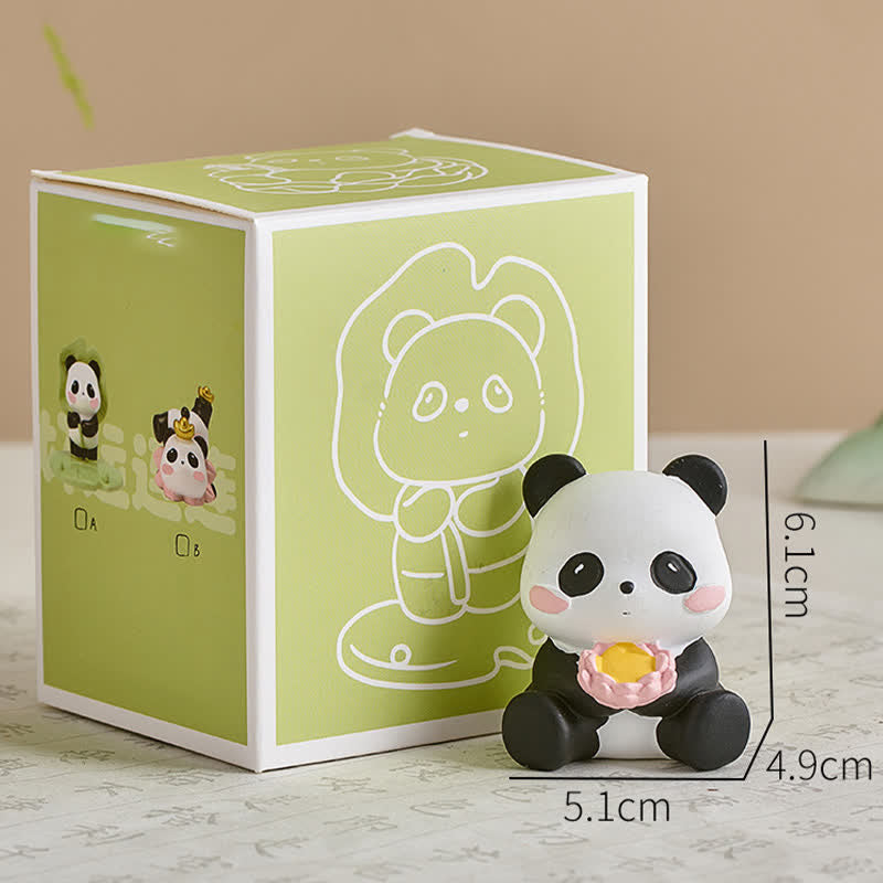 Buddha Stones Support de téléphone en résine Lotus Panda, décoration animalière mignonne - Panda tenant un lotus - Résine (Protection ♥ Stabilité Énergie) - image 24