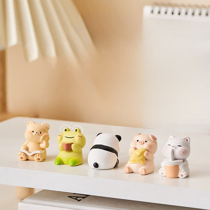 Buddha Stones Fauteuil à bascule en résine, motif animal kawaii, décoration de bureau confortable - image 15