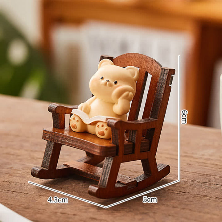 Buddha Stones Fauteuil à bascule en résine, motif animal kawaii, décoration de bureau confortable - Ours - Résine (Protection ♥ Stabilité Énergie) - image 6